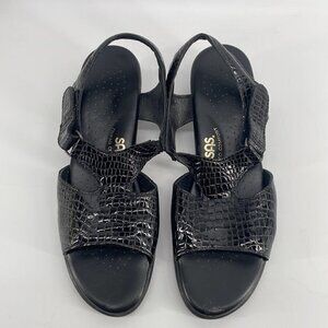 SAS tripad comfort sole SUNTIMER BLACK CROC leather sandal sz